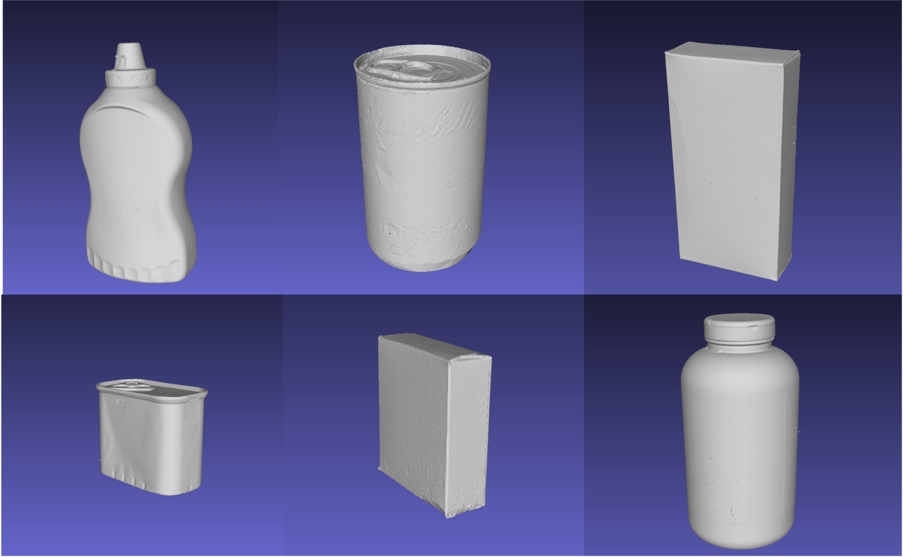 Six real-world objects scanned for the MOEC-3D dataset.